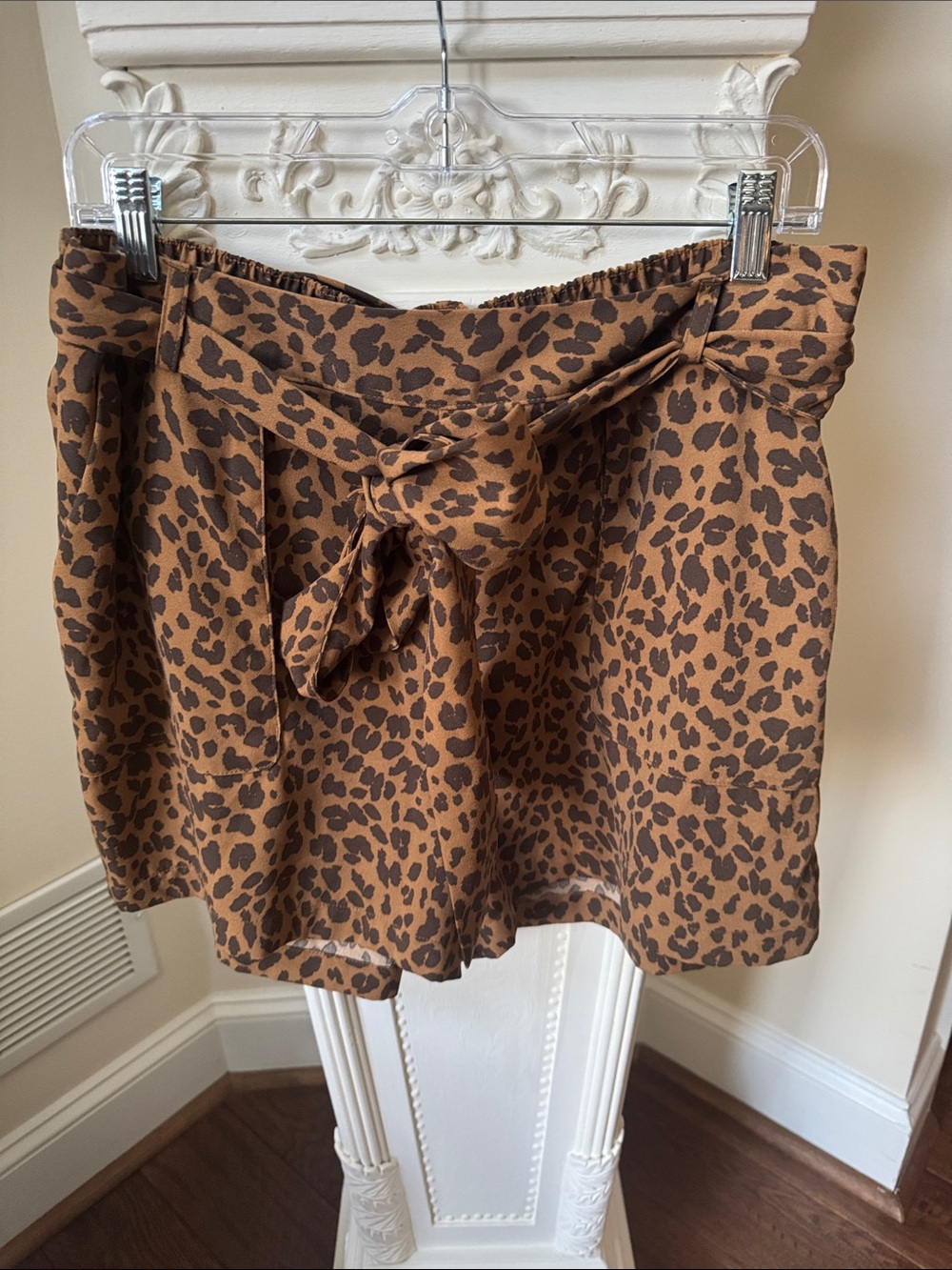 a new day Leopard Print Tie-Waist Mini Shorts in Brown